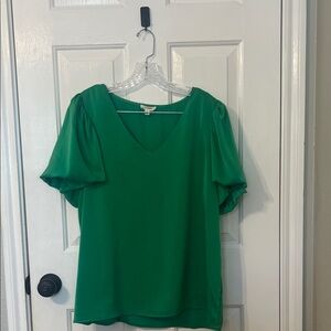 Eesome Vibrant Green Puff Sleeve Blouse